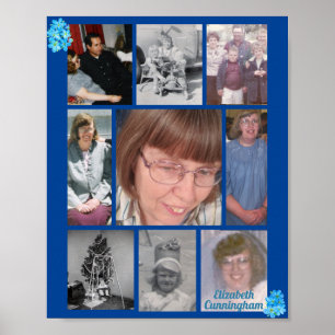 Forget-Me-Not Loving Memory 9 Photo Memorial Poster
