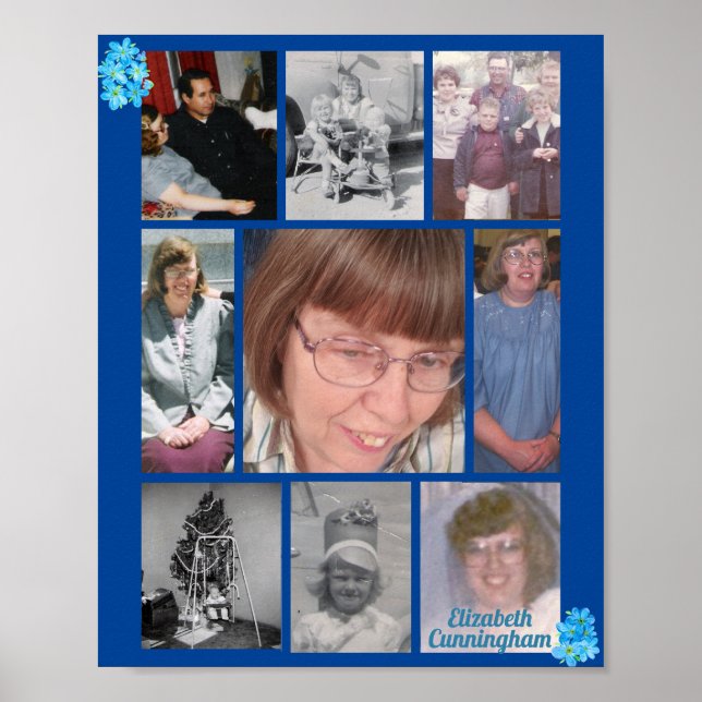 Forget-Me-Not Loving Memory 9 Photo Memorial   Poster (Front)