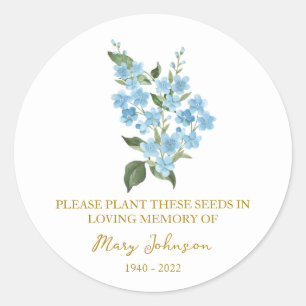 Forget me not Memorial Funeral Seed Packet Classic Round Sticker