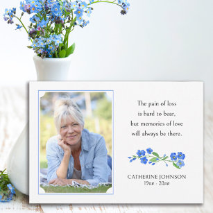 Forget me Not Memories of Love Photo Funeral Thank You Card