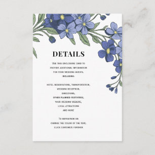 Forget Me Not Modern Floral Wedding Details Enclosure Card