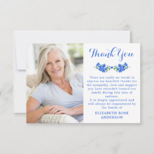Forget Me Not Modern Photo Floral Memorial Funeral Thank You Card