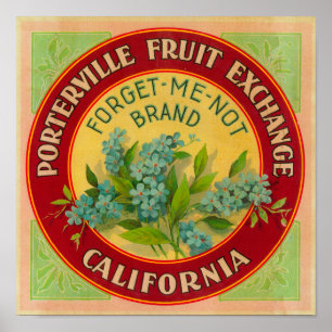 Forget Me Not Orange LabelPorterville, CA Poster