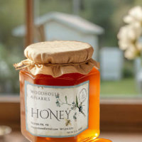 Forget-me-not parchment bee honey postmark 3x2"