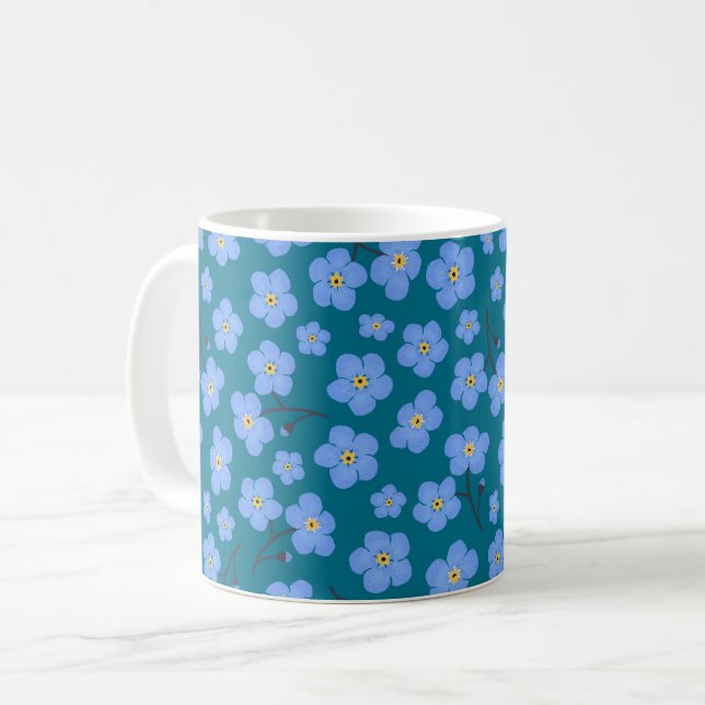 Forget me not pattern coffee mug (Front Left)