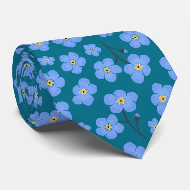 Forget me not pattern tie (Rolled)