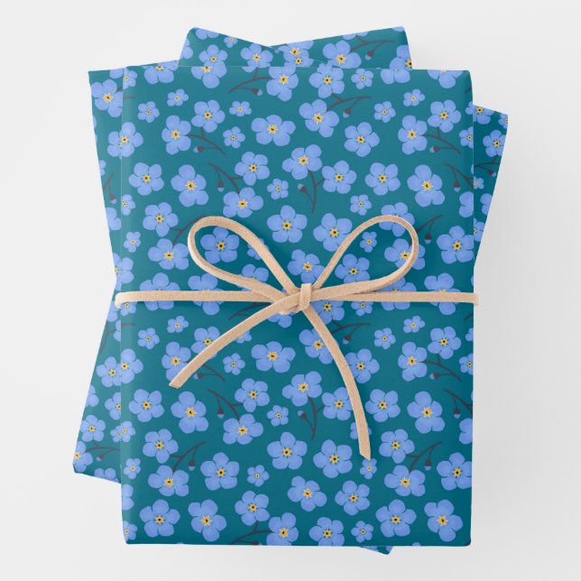 Forget me not pattern wrapping paper sheet (In situ)
