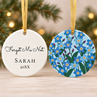 Forget me Not Personalised Ceramic Tree Decoration