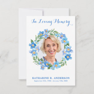 Forget Me Not Photo Floral Memorial Sympathy Thank You Card