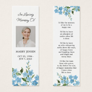 Forget me not Photo Funeral Memorial Bookmark