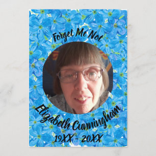 Forget Me Not Poem Blue Floral Photo Memorial Card
