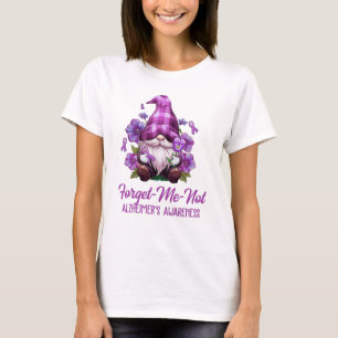 Forget Me Not Purple Alzheimer's Awareness Gnome F T-Shirt