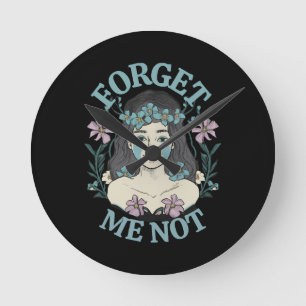 Forget Me Not Round Clock