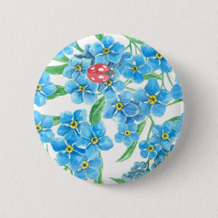 Forget me not seamless floral pattern 6 cm round badge