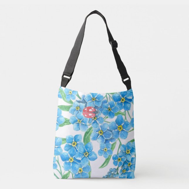 Forget me not seamless floral pattern crossbody bag (Front)