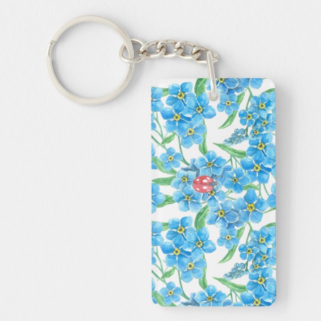 Forget me not seamless floral pattern key ring (Front)