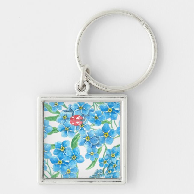 Forget me not seamless floral pattern key ring (Front)