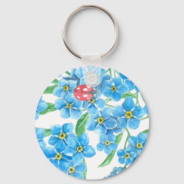 Forget me not seamless floral pattern key ring (Front)