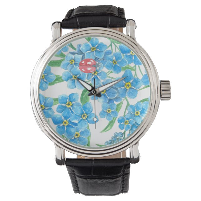 Forget me not seamless floral pattern watch (Front)