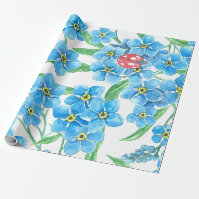 Forget me not seamless floral pattern wrapping paper (Unrolled)