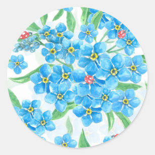 Forget me not seamless pattern classic round sticker