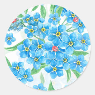 Forget me not seamless pattern classic round sticker