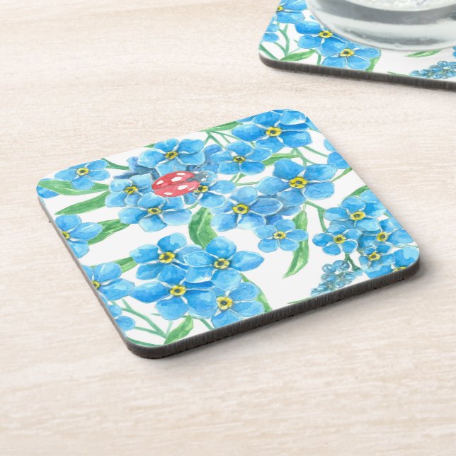 Forget me not seamless pattern coaster (Left Side)