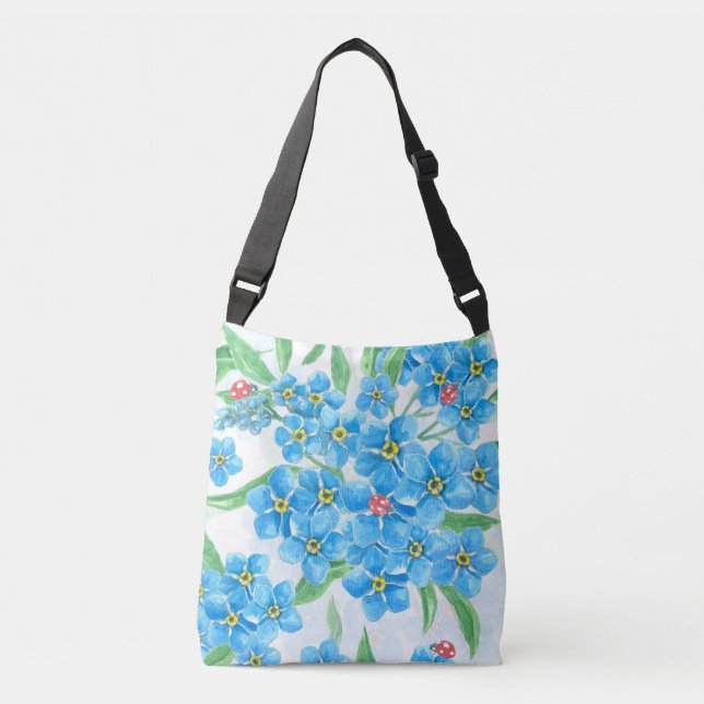 Forget me not seamless pattern crossbody bag (Front)