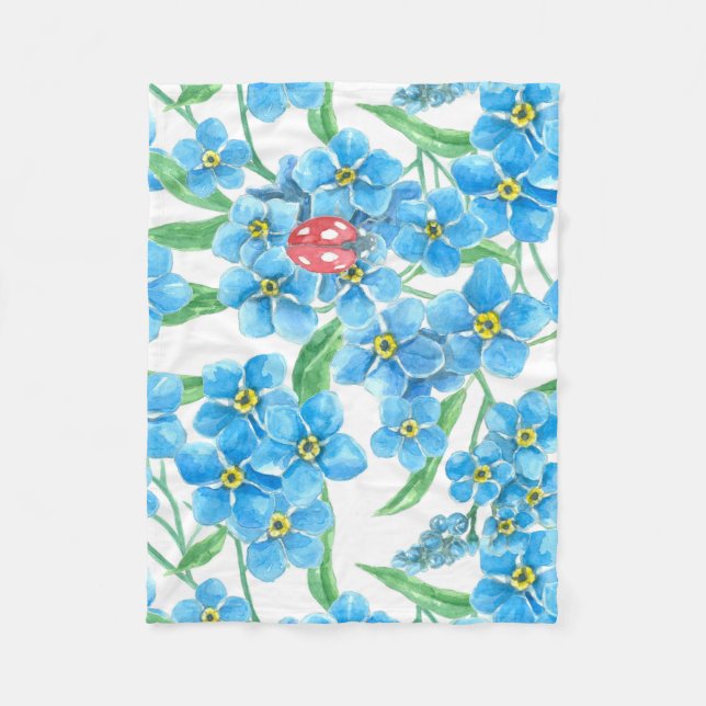 Forget me not seamless pattern fleece blanket (Front)