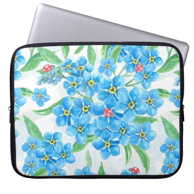Forget me not seamless pattern laptop sleeve (Front)