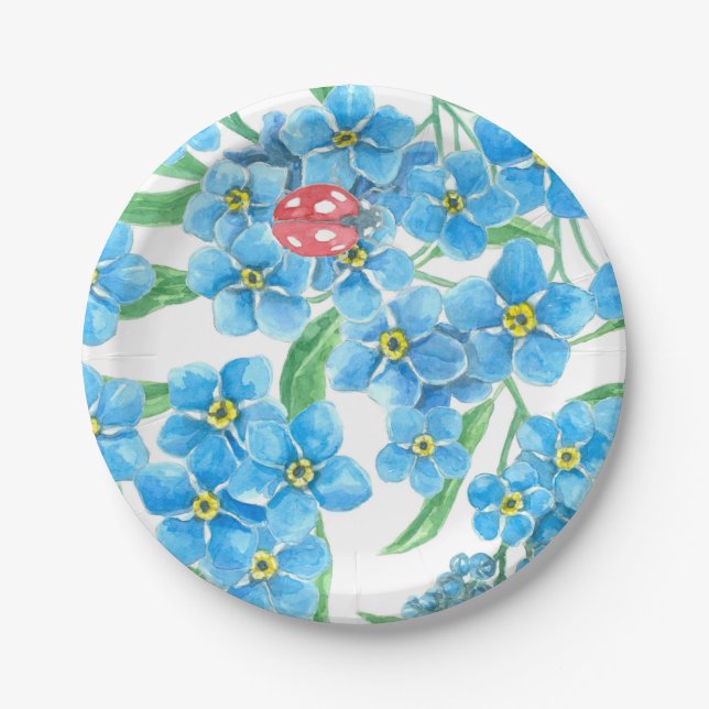 Forget me not seamless pattern paper plate (Front)
