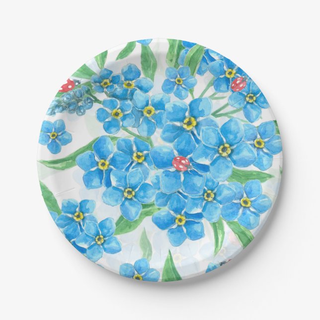 Forget me not seamless pattern paper plate (Front)