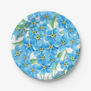 Forget me not seamless pattern paper plate