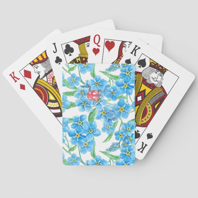 Forget me not seamless pattern playing cards (Back)