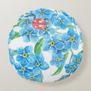 Forget me not seamless pattern round cushion