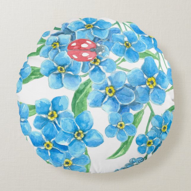 Forget me not seamless pattern round cushion (Front)