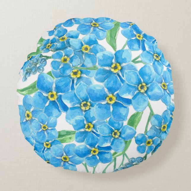Forget me not seamless pattern round cushion (Front)