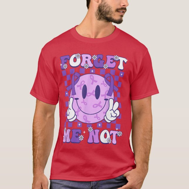 Forget Me Not Smile Face Alzheimer Awareness Suppo T-Shirt (Front)