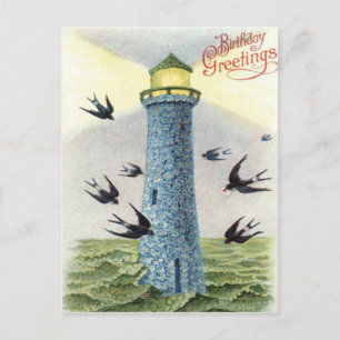 Forget Me Not Songbird Lighthouse Postcard