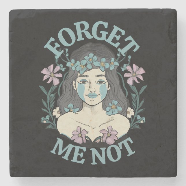 Forget Me Not Stone Coaster (Front)