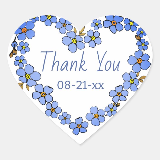 Forget me not sweet summer flower wreath classic r heart sticker (Front)