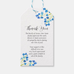 Forget Me Not Sympathy Floral Funeral Thank you  Gift Tags