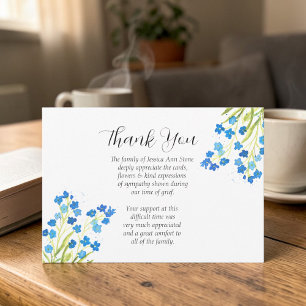 Forget Me Not Sympathy Floral Funeral Thank you  Invitation
