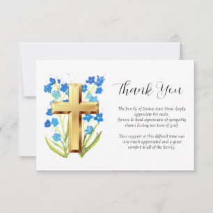 Forget Me Not Sympathy Floral Funeral Thank you Invitation