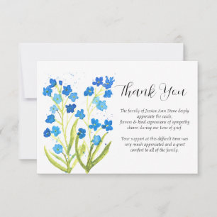 Forget Me Not Sympathy Floral Funeral Thank you Invitation