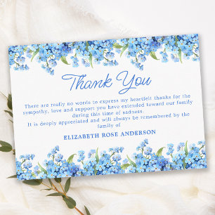 Forget Me Not Sympathy Floral Memorial Funeral Thank You Card