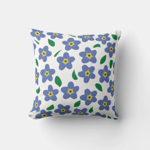 Forget Me Not Throw Pillow, Floral Pillow, Flowers Cushion