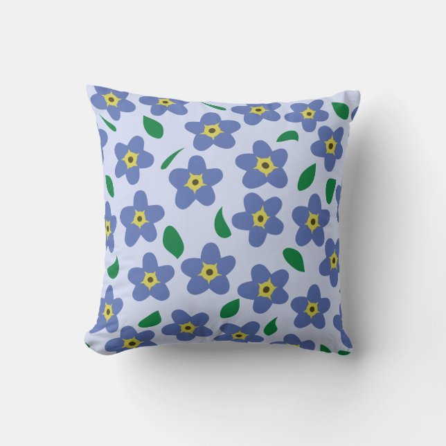 Forget Me Not Throw Pillow, Floral Pillow, Flowers Cushion (Front)