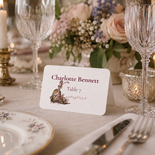 Forget Me Not Victorian Wedding Place Cards (Forget me not Victorian Place Card Front )