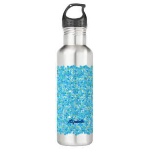 Forget-Me-Not Watercolor Blue Floral and Name 710 Ml Water Bottle